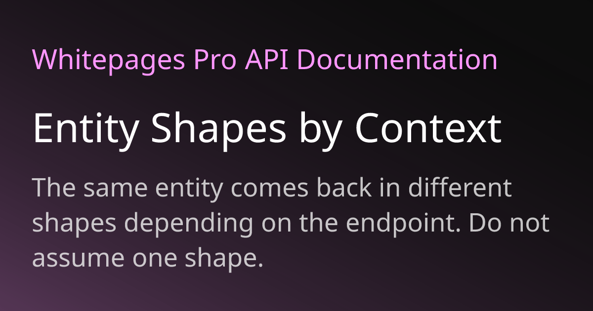 Entity Shapes by Context | Whitepages API