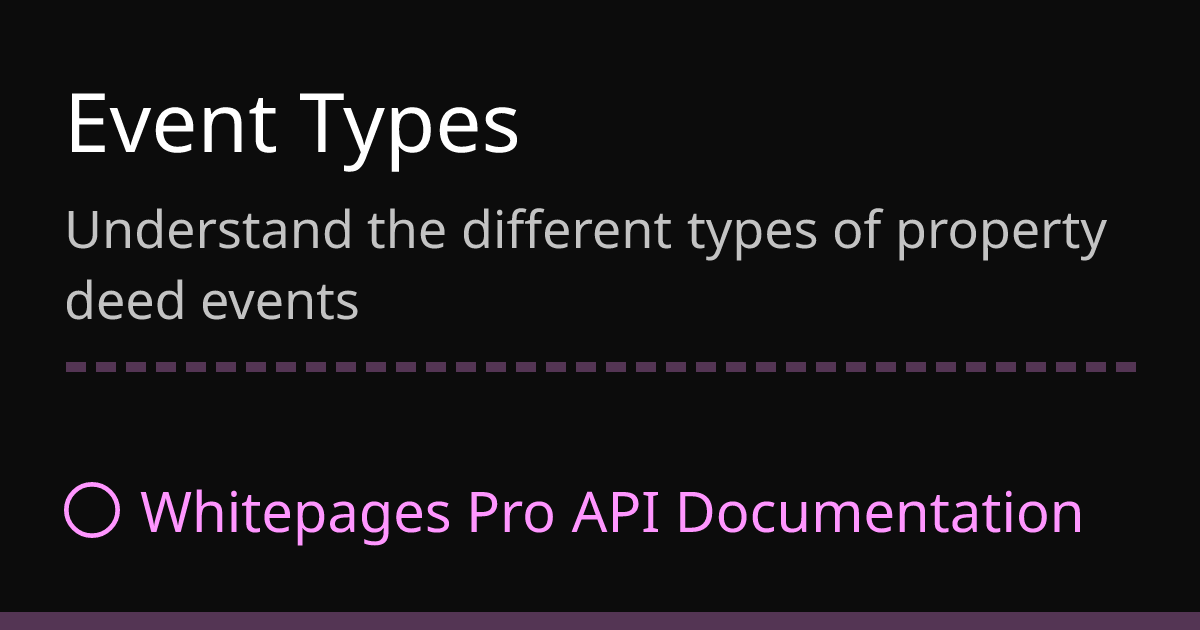 Event Types | Whitepages Pro API
