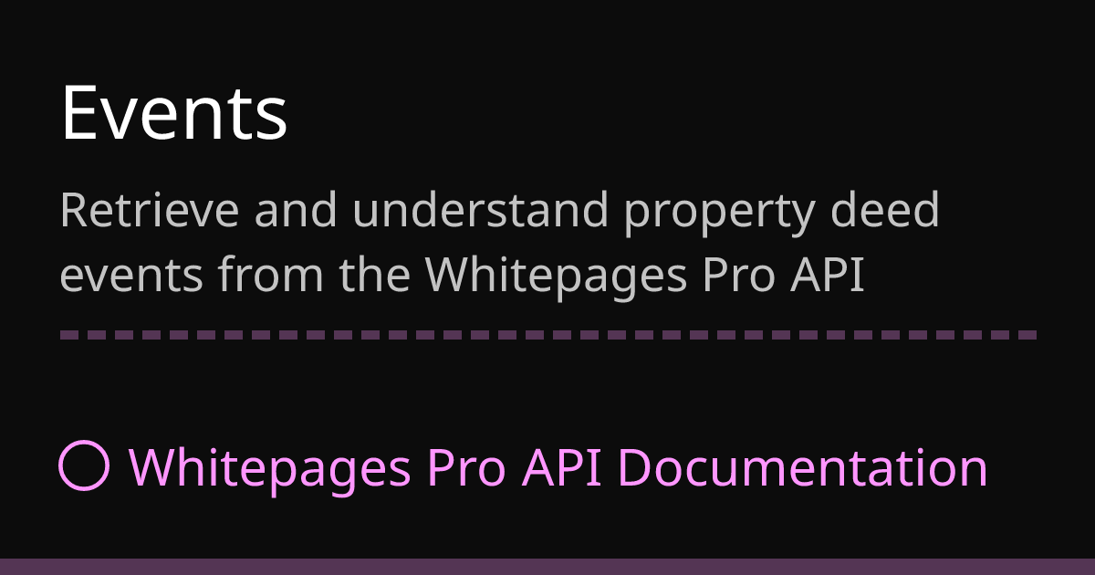Events | Whitepages Pro API