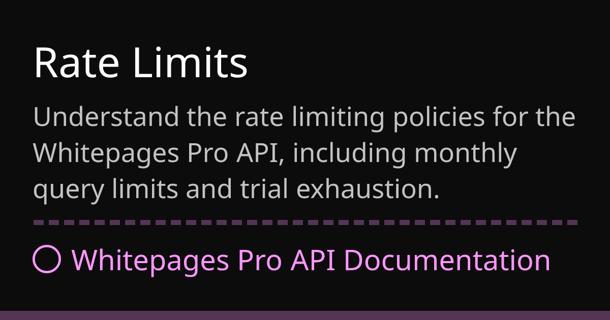Rate Limits | Whitepages Pro API