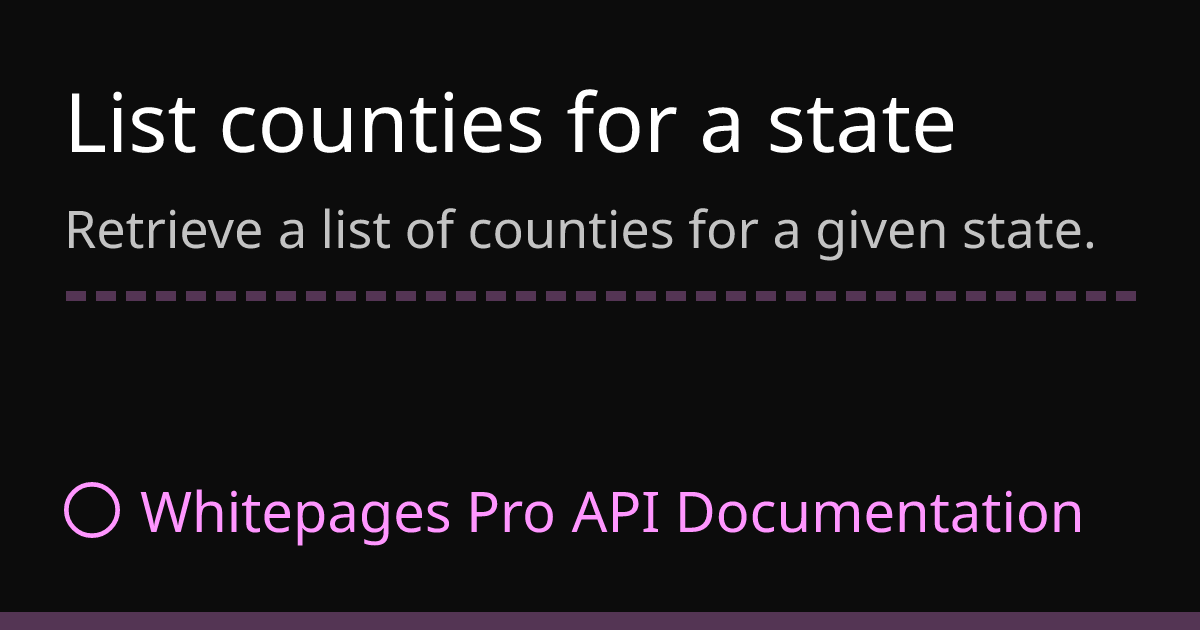 List counties for a state | Whitepages API